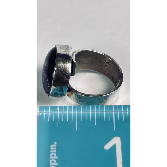925 Sterling Silver Vintage Dichroic Glass Modernist Ring Size 7.25 / 13.4 Grams - Picture 7 of 9